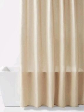 Room Essentials Herringbone Fabric Shower Curtain Cream Curtain Panel NWT